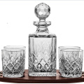 Traditional Crystal Square Decanter Set with glass stopper